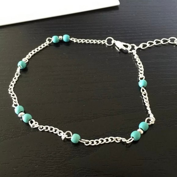 Jewelry - Pretty Sterling Silver Turquoise Anklet